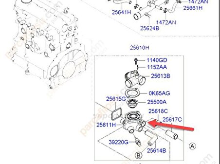 Hyundai Elantra Termostat Alt Gövde [Orjinal] (256112A100)